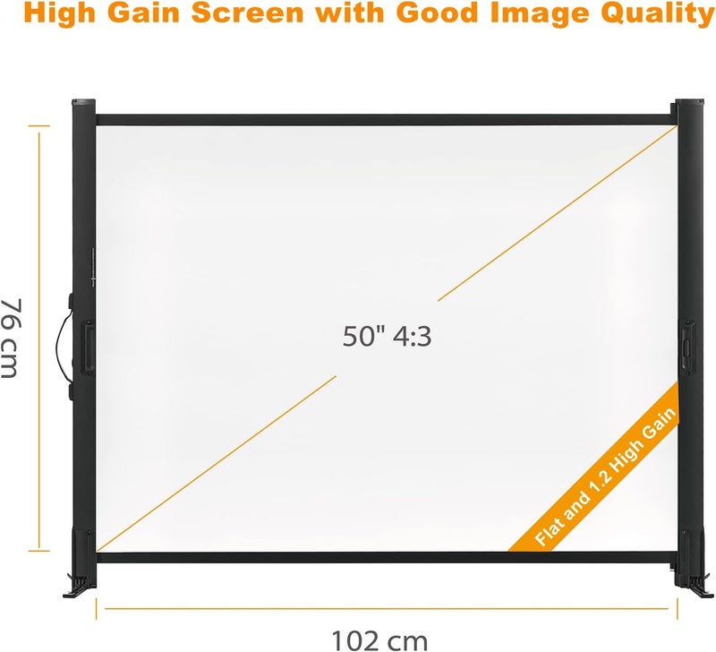 excelimage Portable Projector Screen with Stand, 50 Inch 4:3, Outdoor Projector Screen, Lightweight and Retractable, 1.2 High Gain Wrinkle-Free Video Projection Screens, for Home Cinema, Meeting Presentation. - Image 3